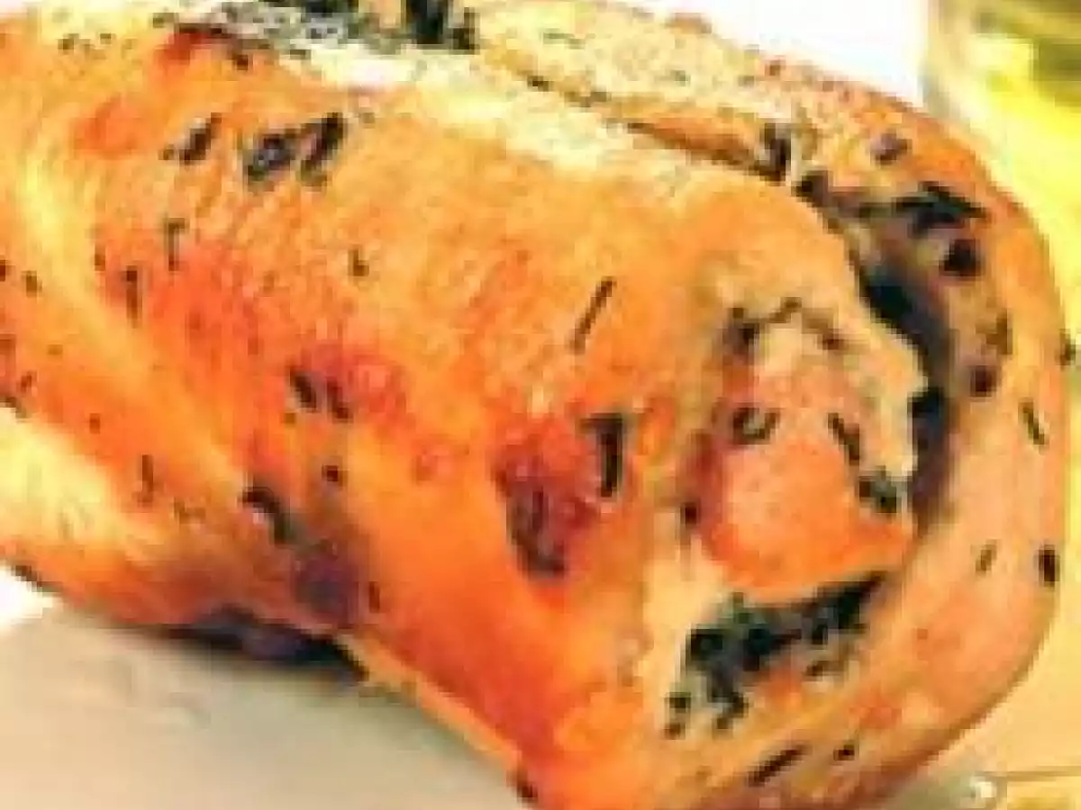 Frango com salmão e creme de laranja