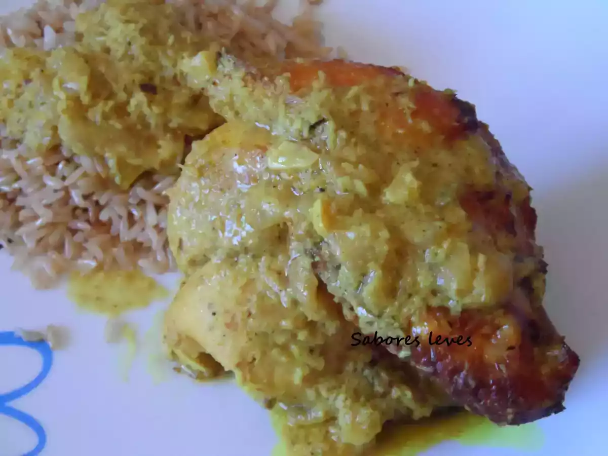 Frango de caril no forno