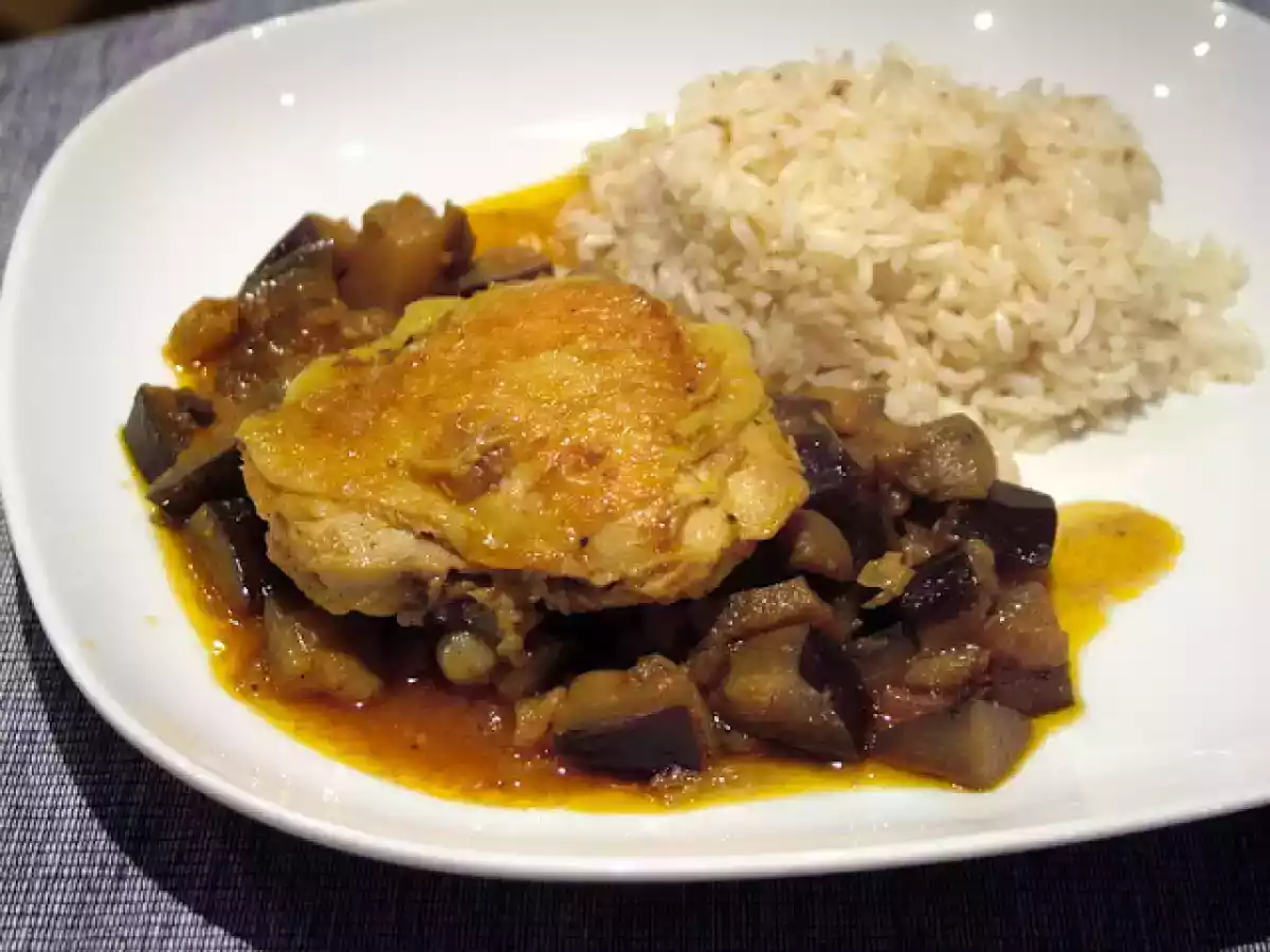 Frango estufado com Beringela