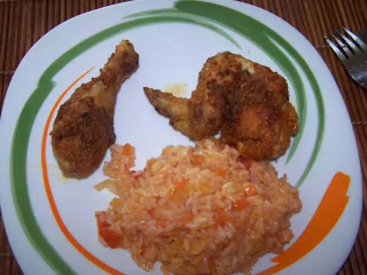 Frango frito com arroz de legumes (receita para 2)