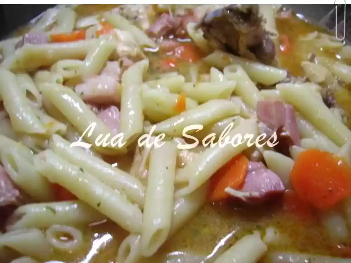 Frango guisado com macarronete