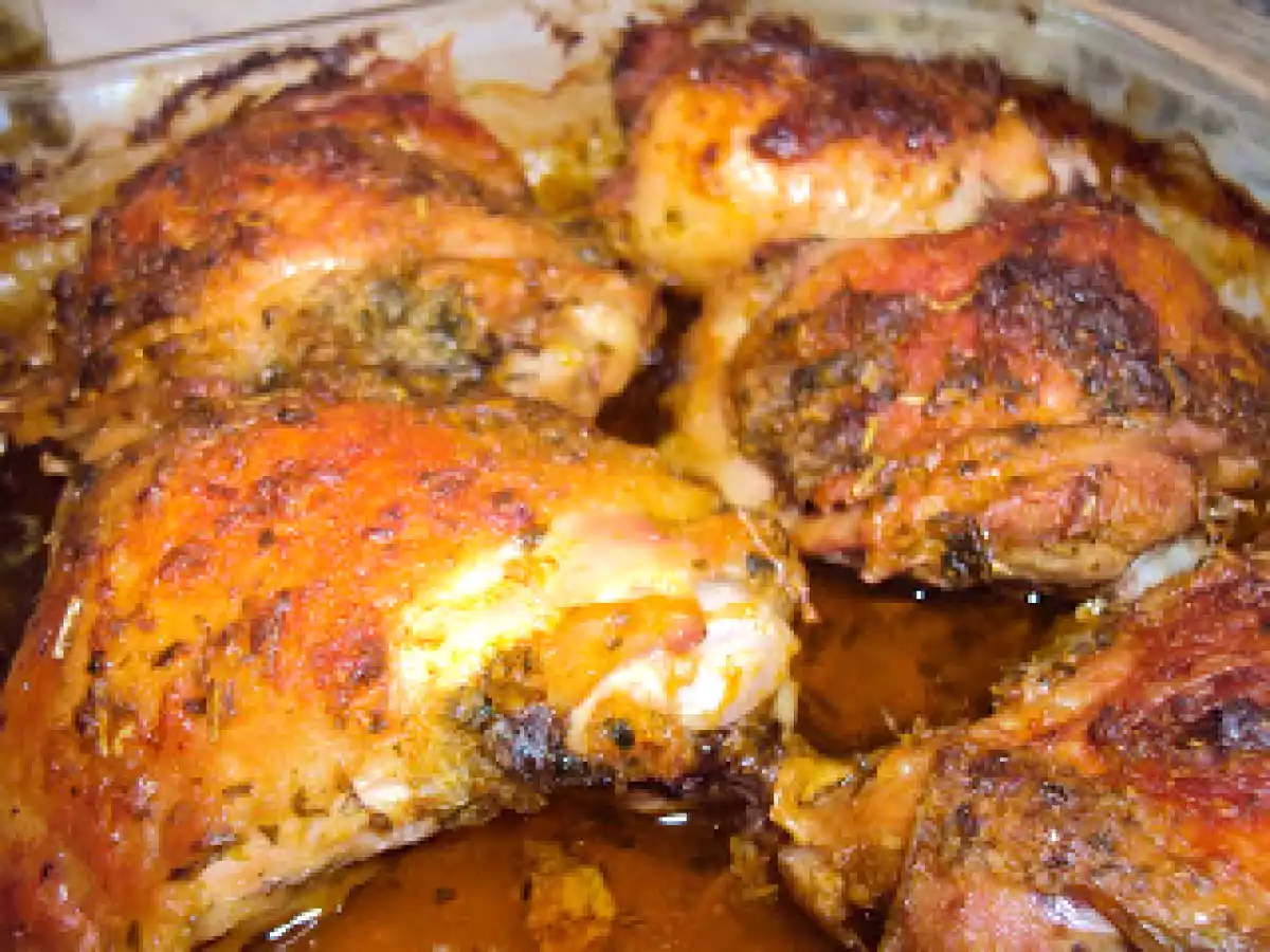 Frango marinado na manteiga.