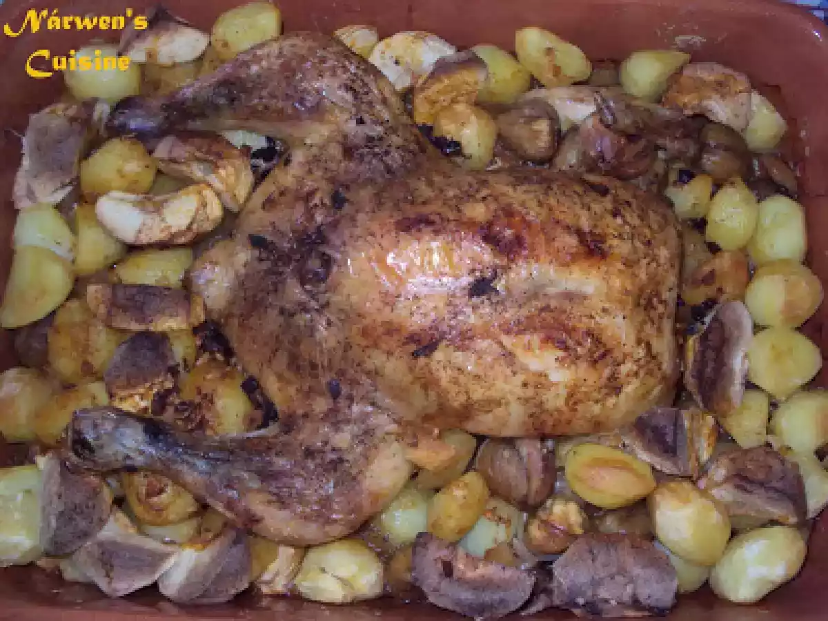 Frango Recheado de Castanhas e Maçãs
