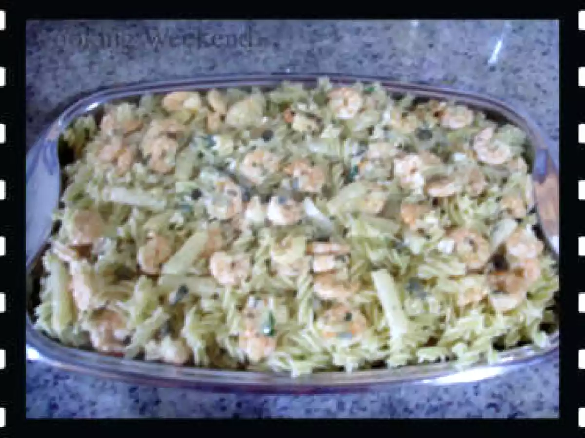 Fusilli ao Creme de Camarão com Queijo Camembert e Aspargos