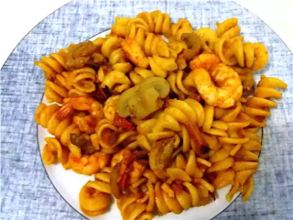 Fusilli com Camarão e Cogumelos