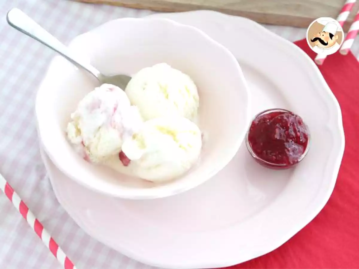 Gelado / Sorvete de iogurte e framboesas