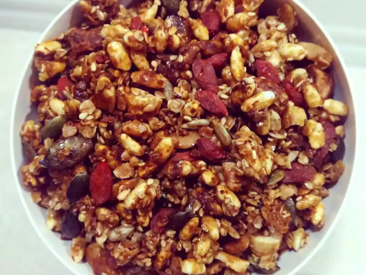 Granola de côco e arandos