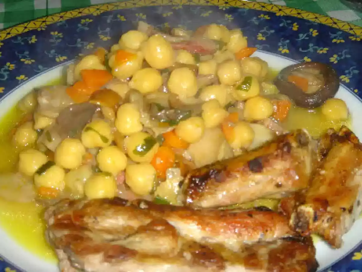 Grão com cogumelos do campo