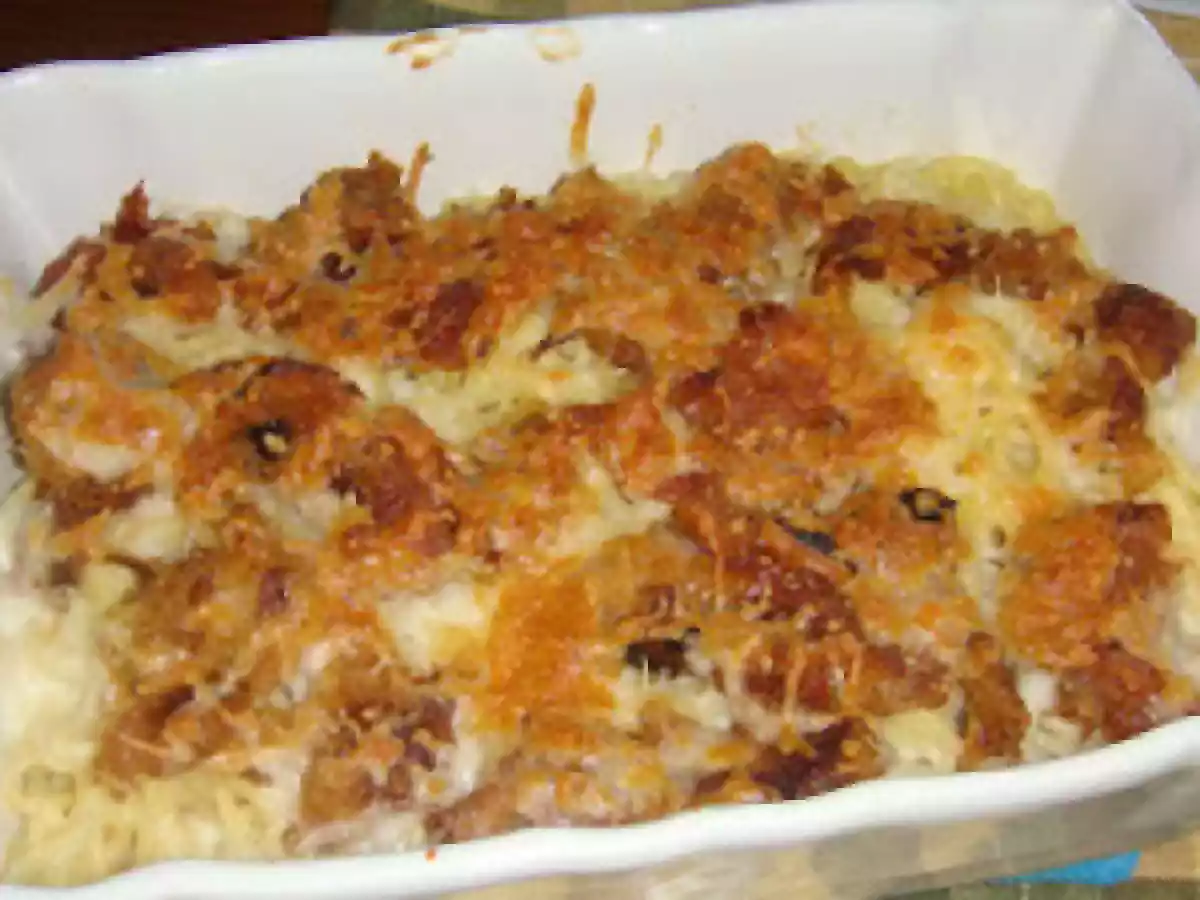 Gratinado de Alheira Caseira e Esparguete