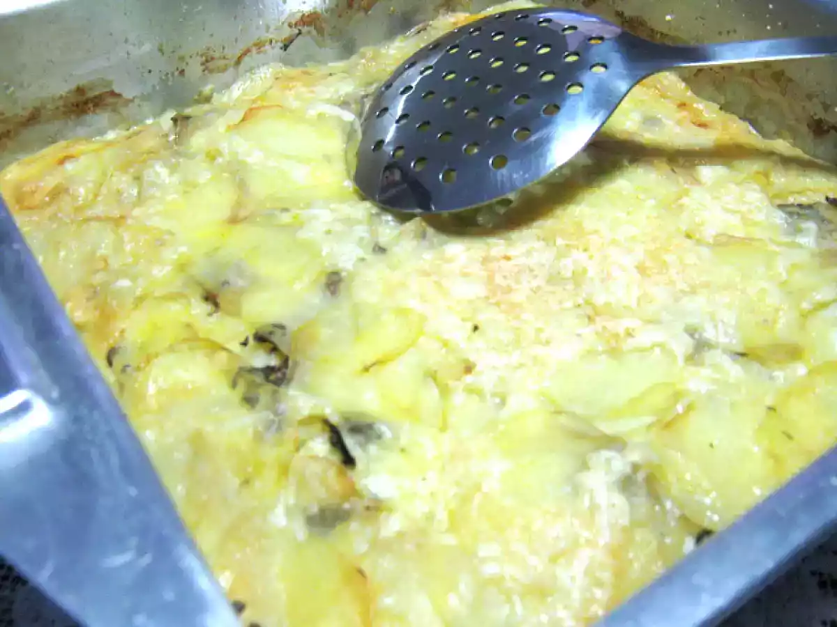 Gratinado de batata com Shimeji