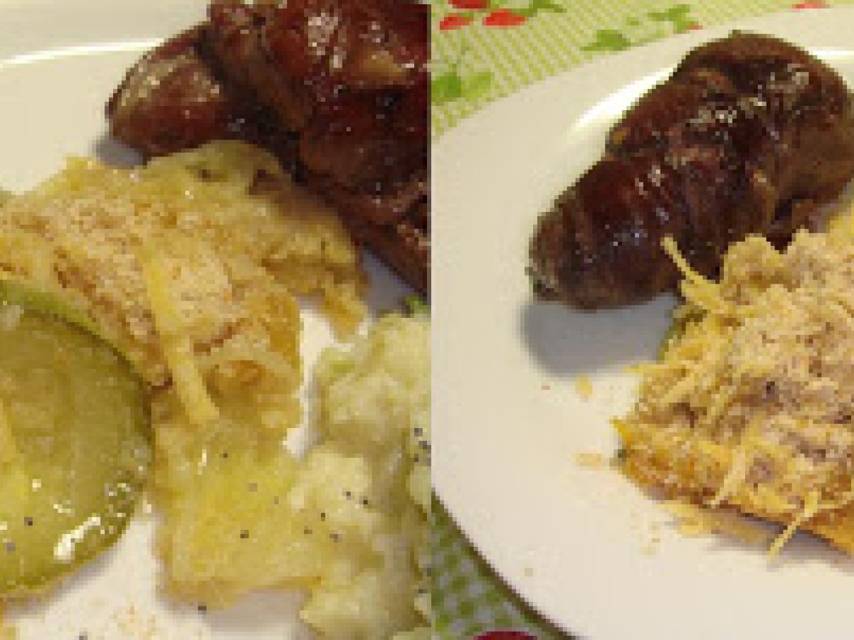 Gratinado de batatas e abobrinha