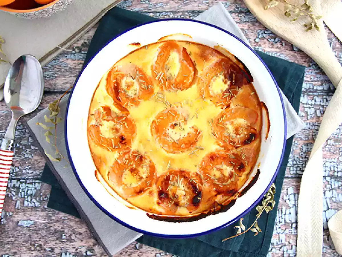 Gratinado de Damasco (alperce) com leite de coco