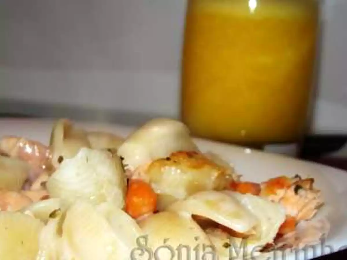 Gratinado de massa búzios, salmão e cenouras baby - foto 2