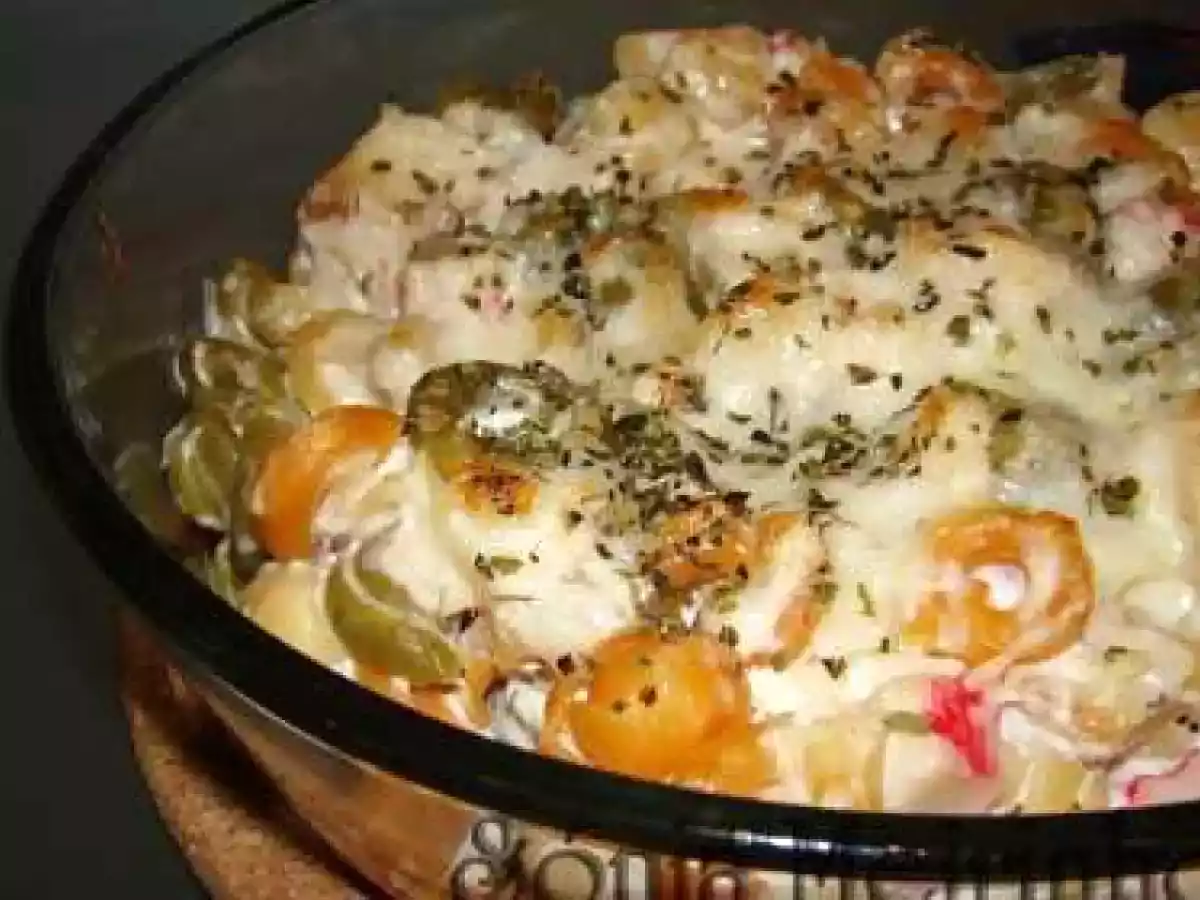 Gratinado de Massas, Bacalhau e Delícias do Mar