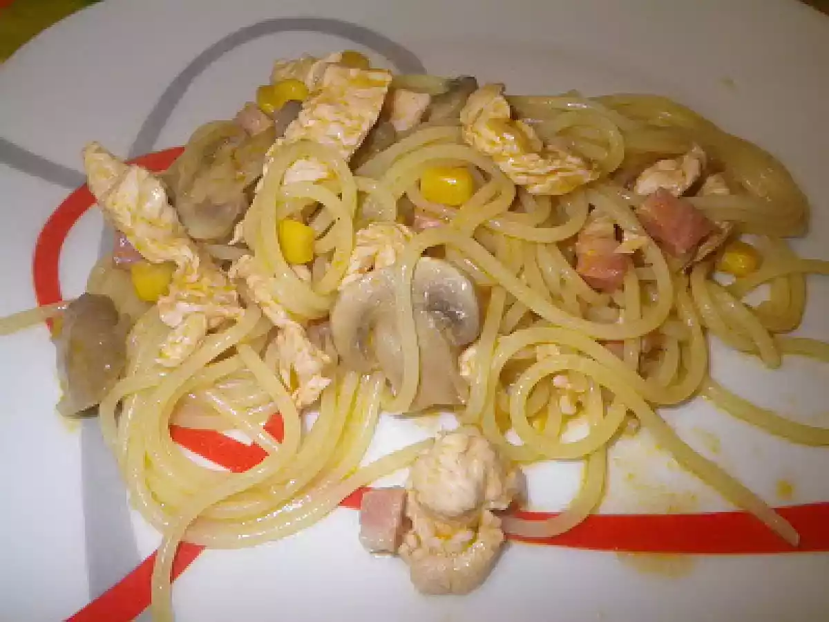 Guisado de peru com milho e cogumelos