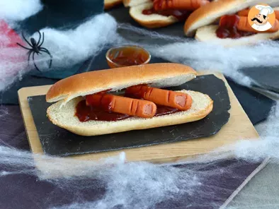 Hot Dog de dedos de salsichas (Halloween)