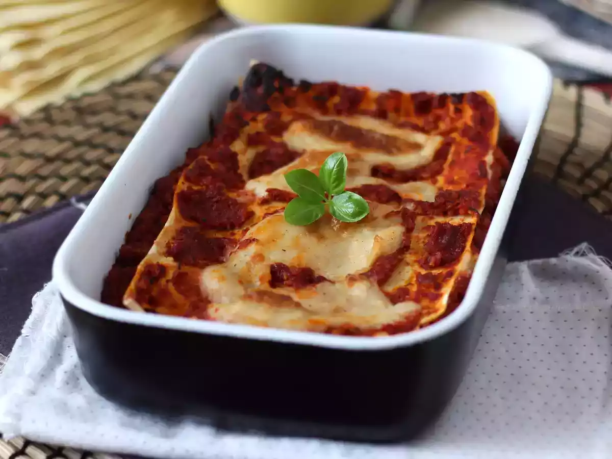 Lasanha bolonhesa vegetariana, o sabor quase autêntico da original