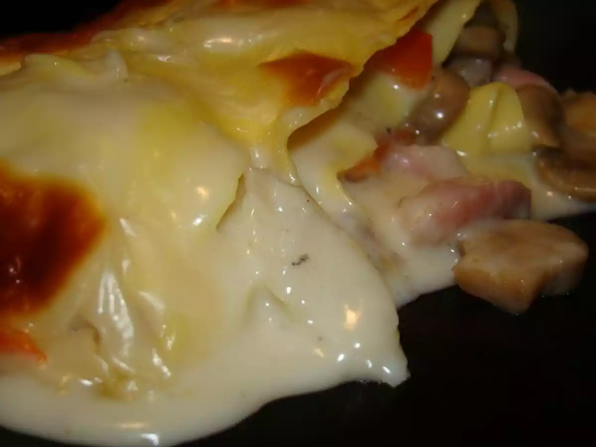 Lasanha de Bacalhau com Cogumelos, Bacon e Pimento - foto 8