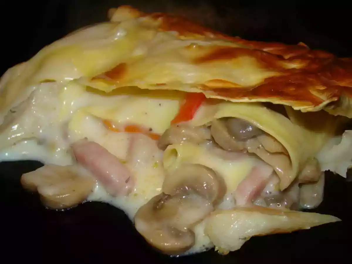 Lasanha de Bacalhau com Cogumelos, Bacon e Pimento - foto 9