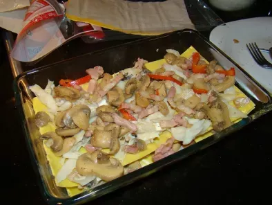 Lasanha de Bacalhau com Cogumelos, Bacon e Pimento - foto 6