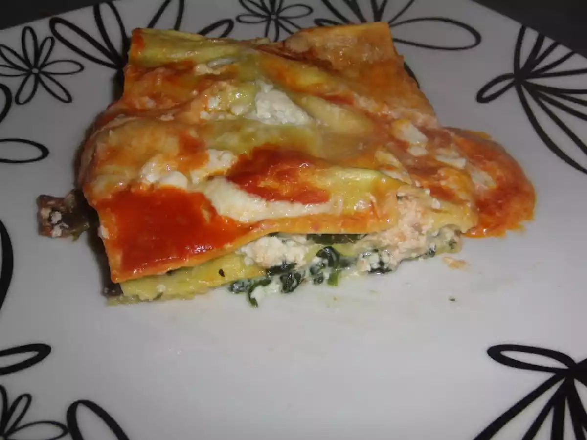 Lasanha de espinafres, ricotta e pleurotus