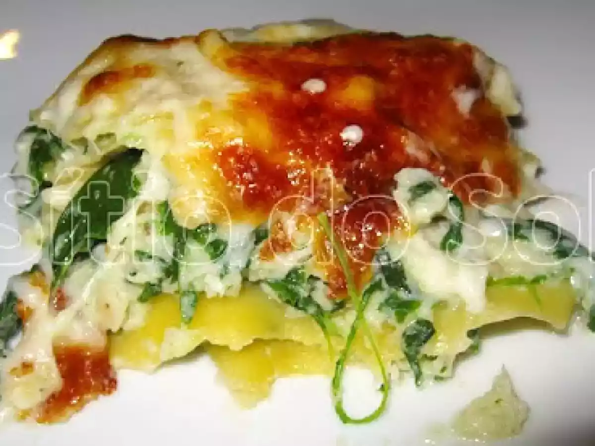 Lasanha de peixe com espinafres