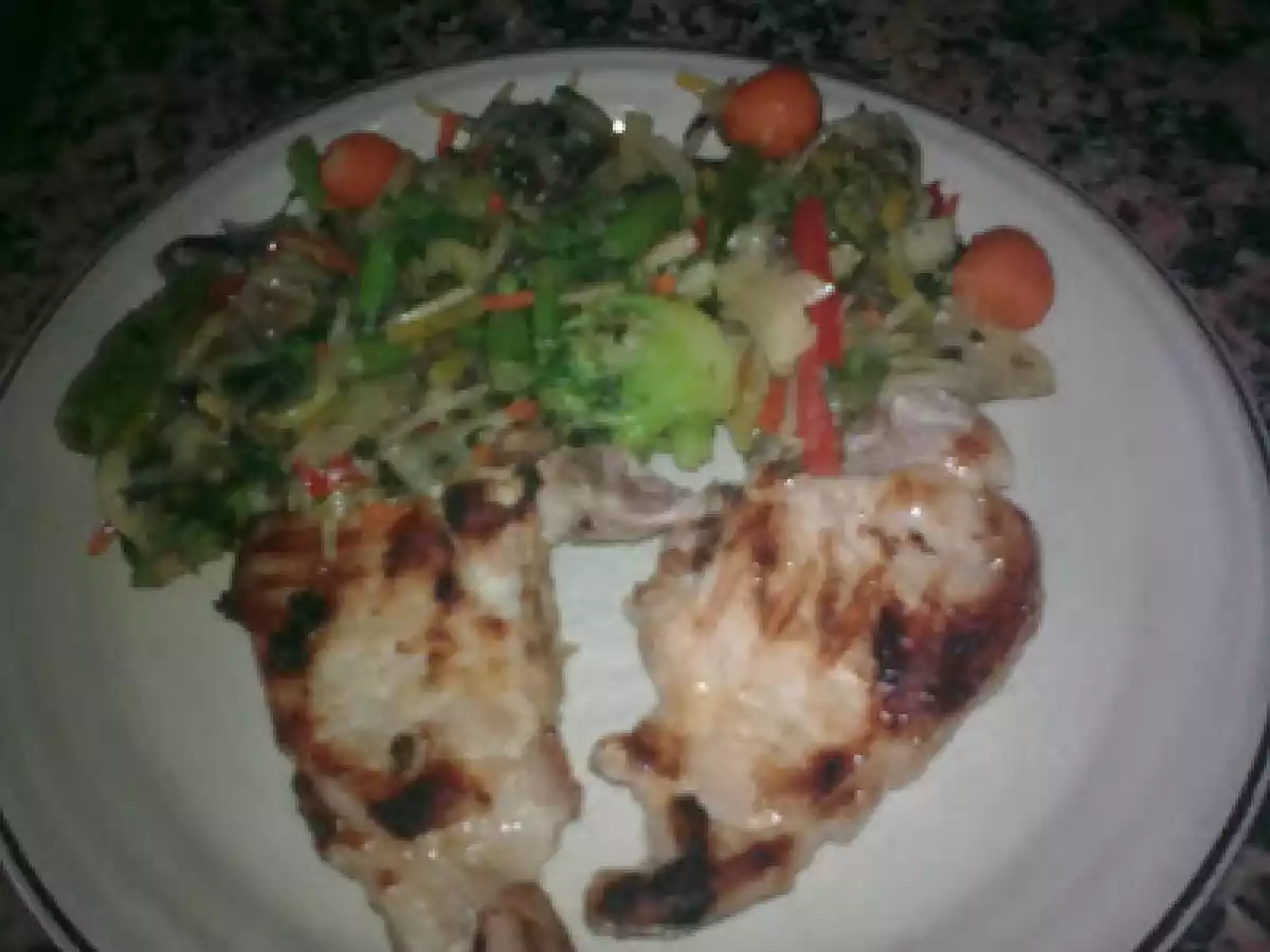 Legumes Salteados com Costeletas