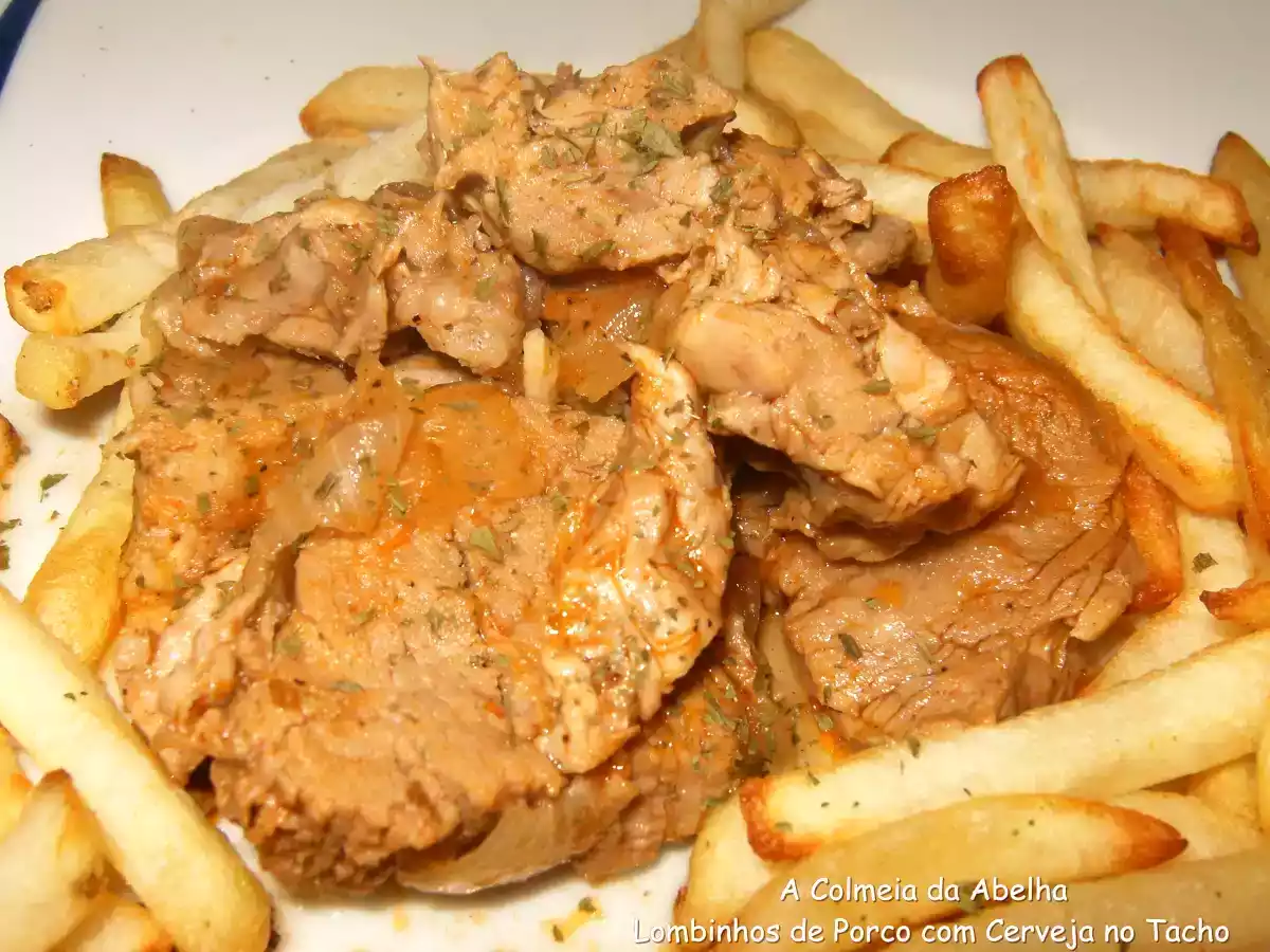 LOMBINHOS DE PORCO COM CERVEJA NO TACHO