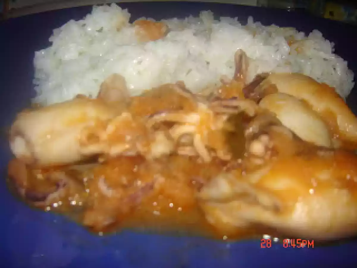 Lulas em molho de tomate picante