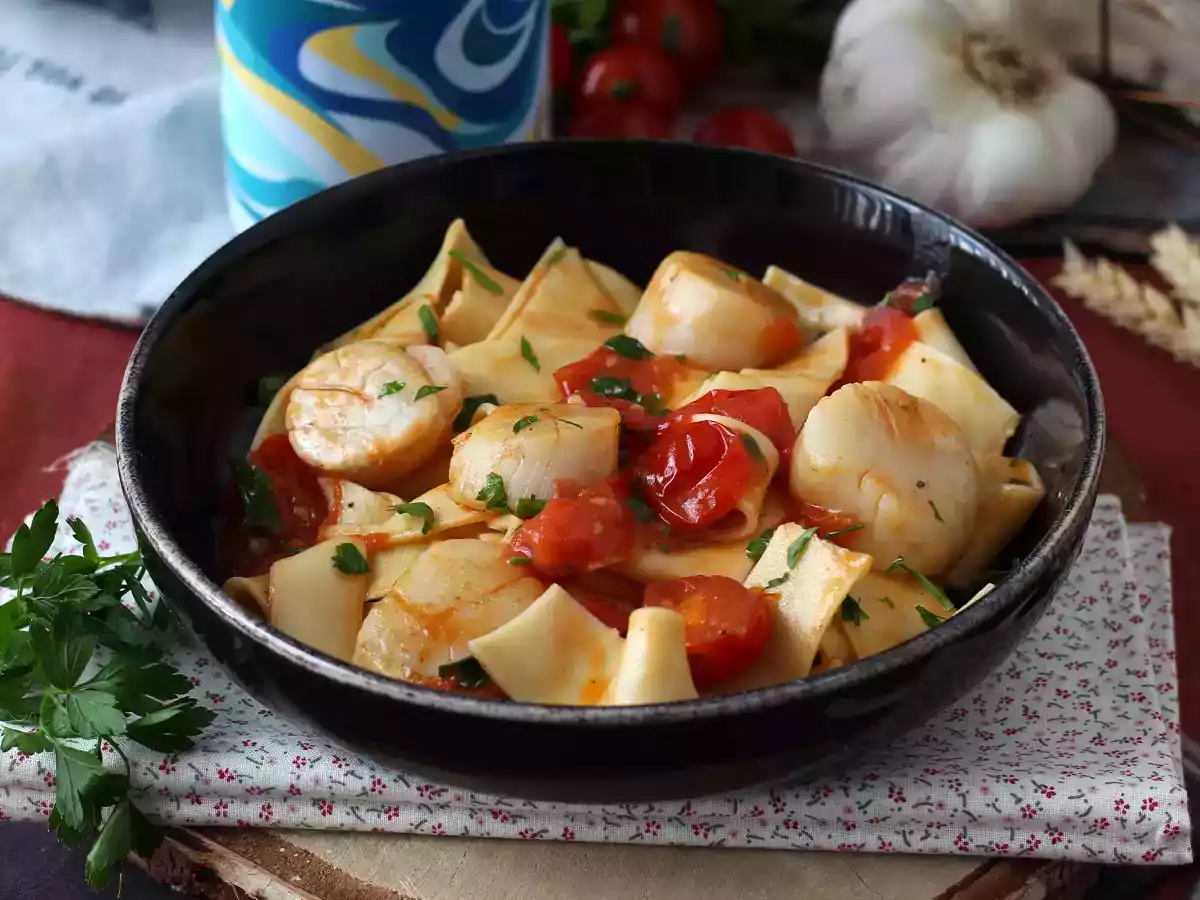 Macarrão com vieiras, um prato elegante e refinado!