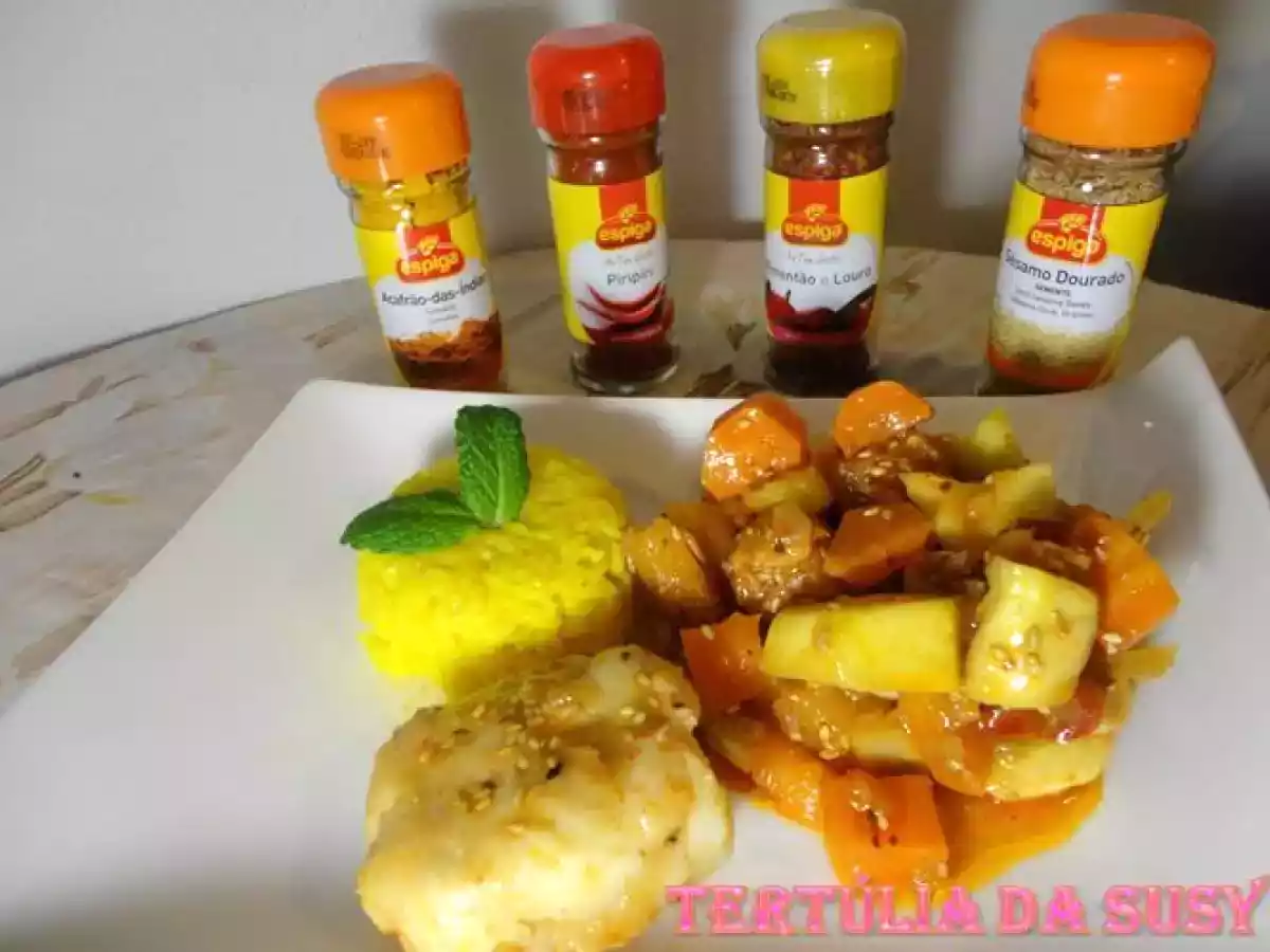 Medalhões de pescada com legumes e arroz de açafrão - foto 2