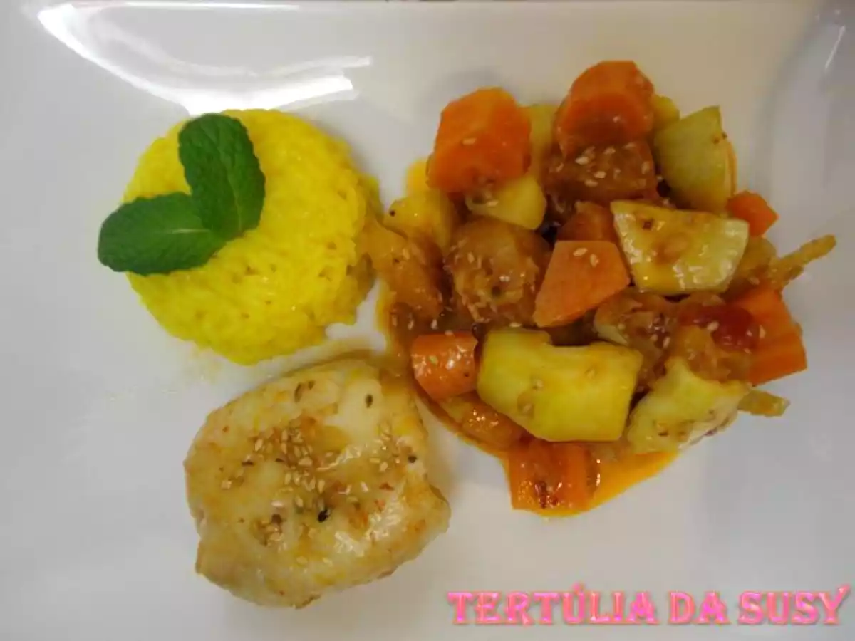 Medalhões de pescada com legumes e arroz de açafrão - foto 4
