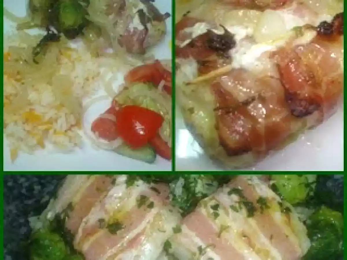 Medalhões de Pescada no forno com Bacon