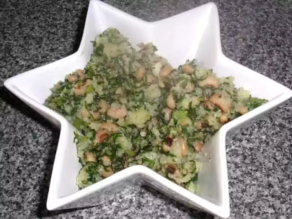 Migas de feijão frade com caldo verde