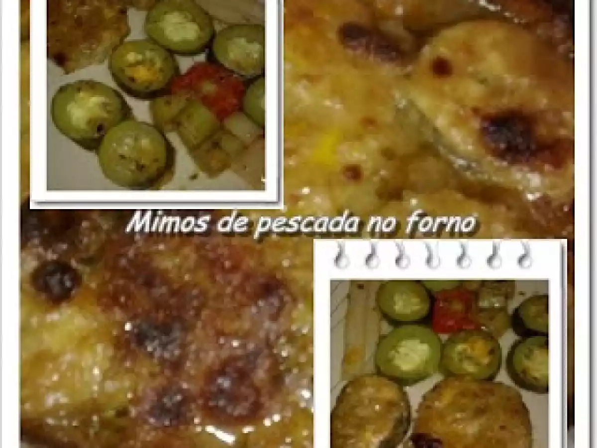 Mimos de pescada no forno com legumes gratinados