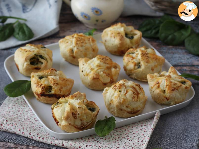 Mini folhados de espinafre e queijo de cabra