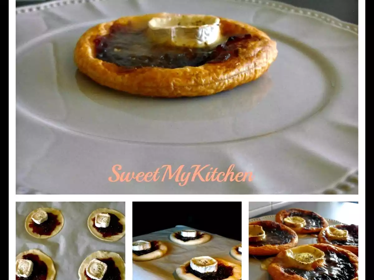 Mini-tartes de cebola caramelizada com queijo de cabra