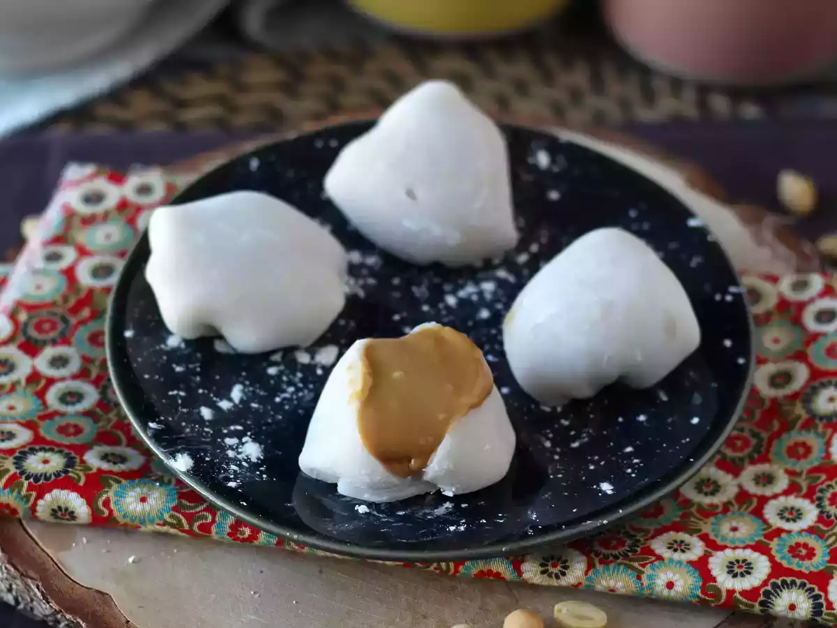 Mochi recheado com manteiga de amendoim