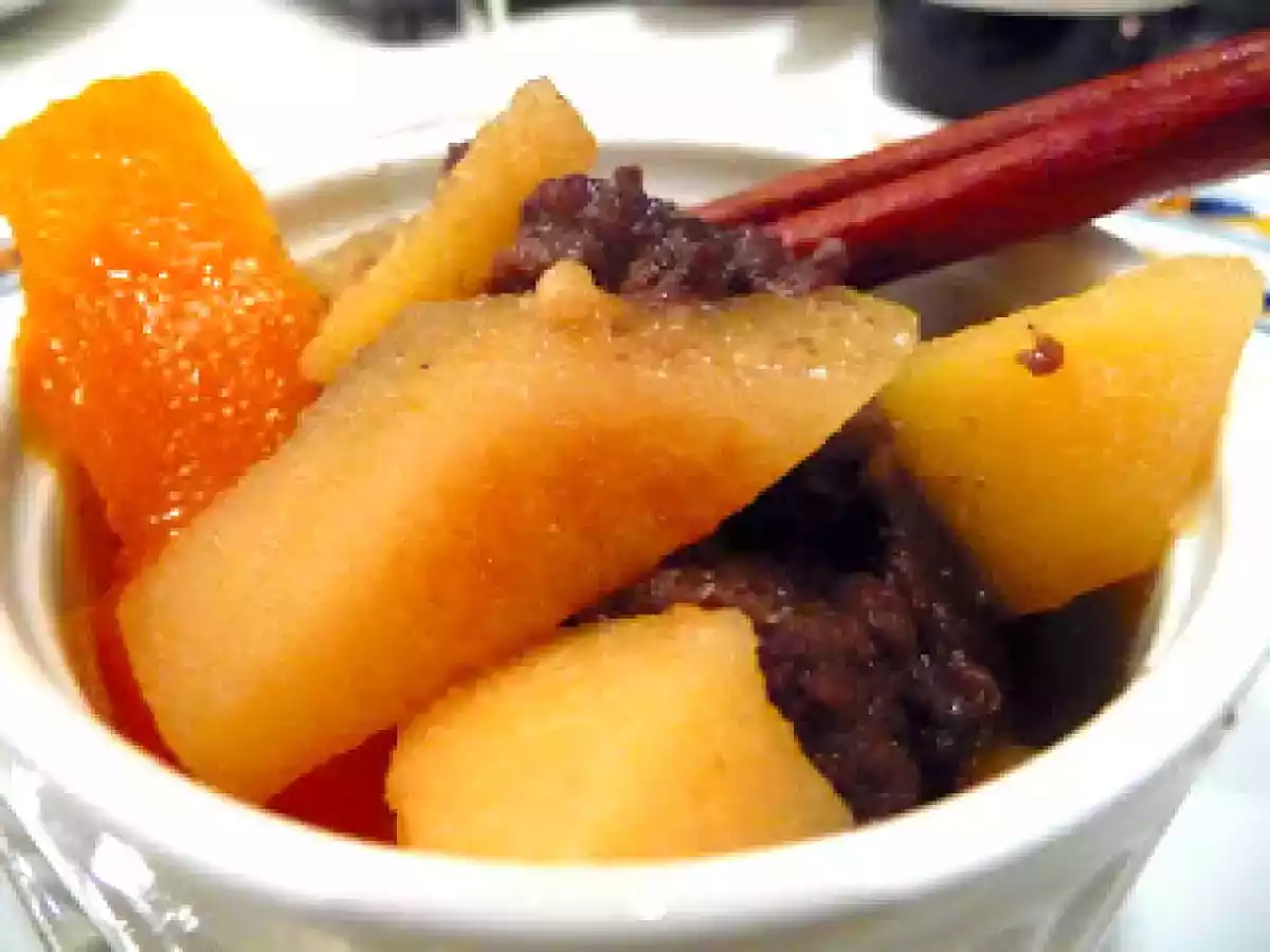 Morcela com marmelos em calda de especiarias