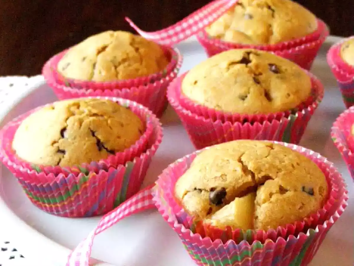 Muffin de pêra e chocolate
