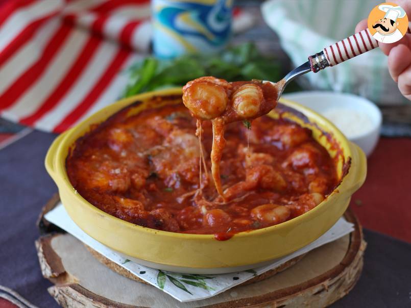 Nhoque gratinado de tomate e mussarela, o famoso nhoque Alla sorrentina feito no forno! - foto 2