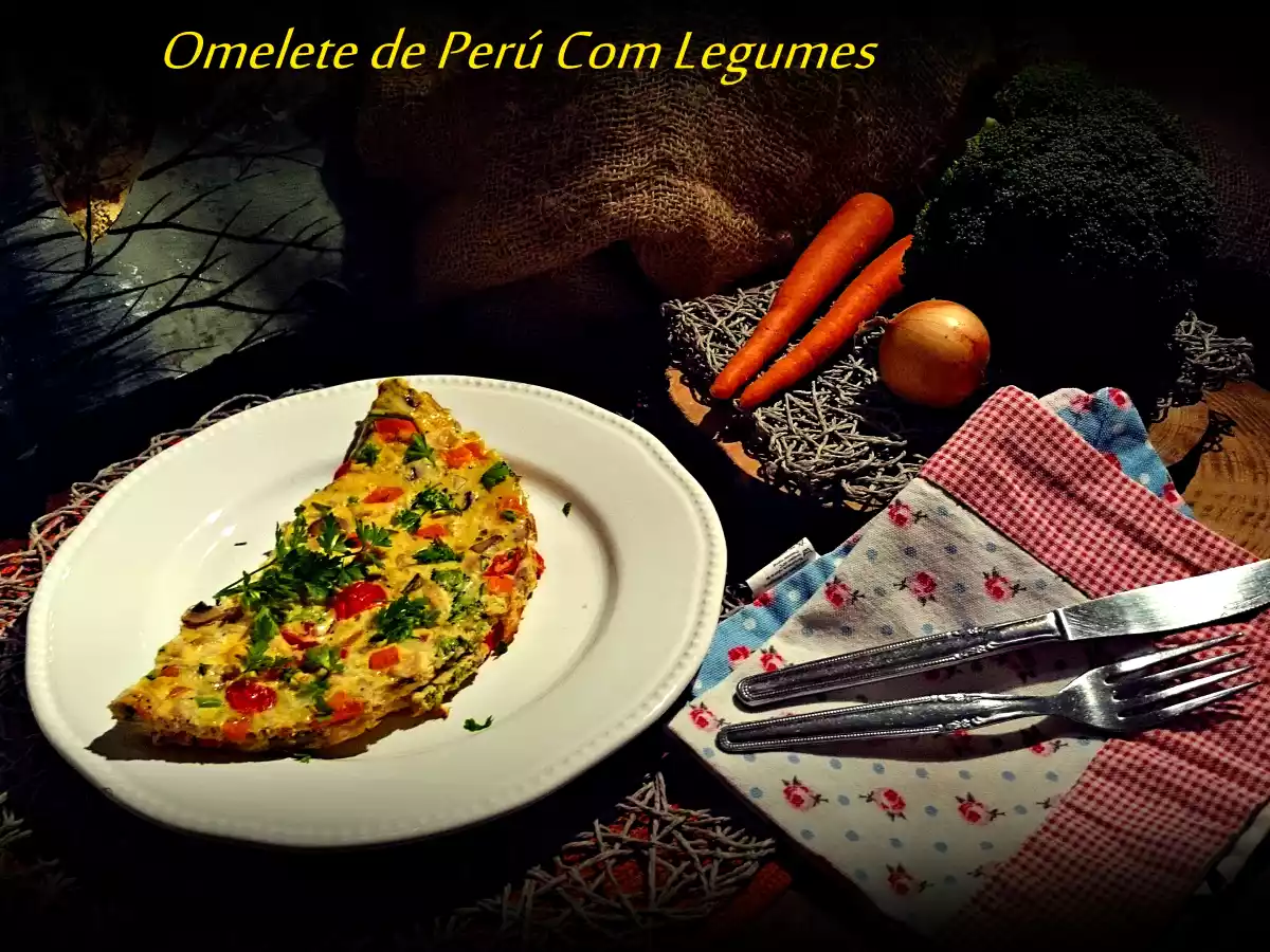 Omelete de Perú e Legumes
