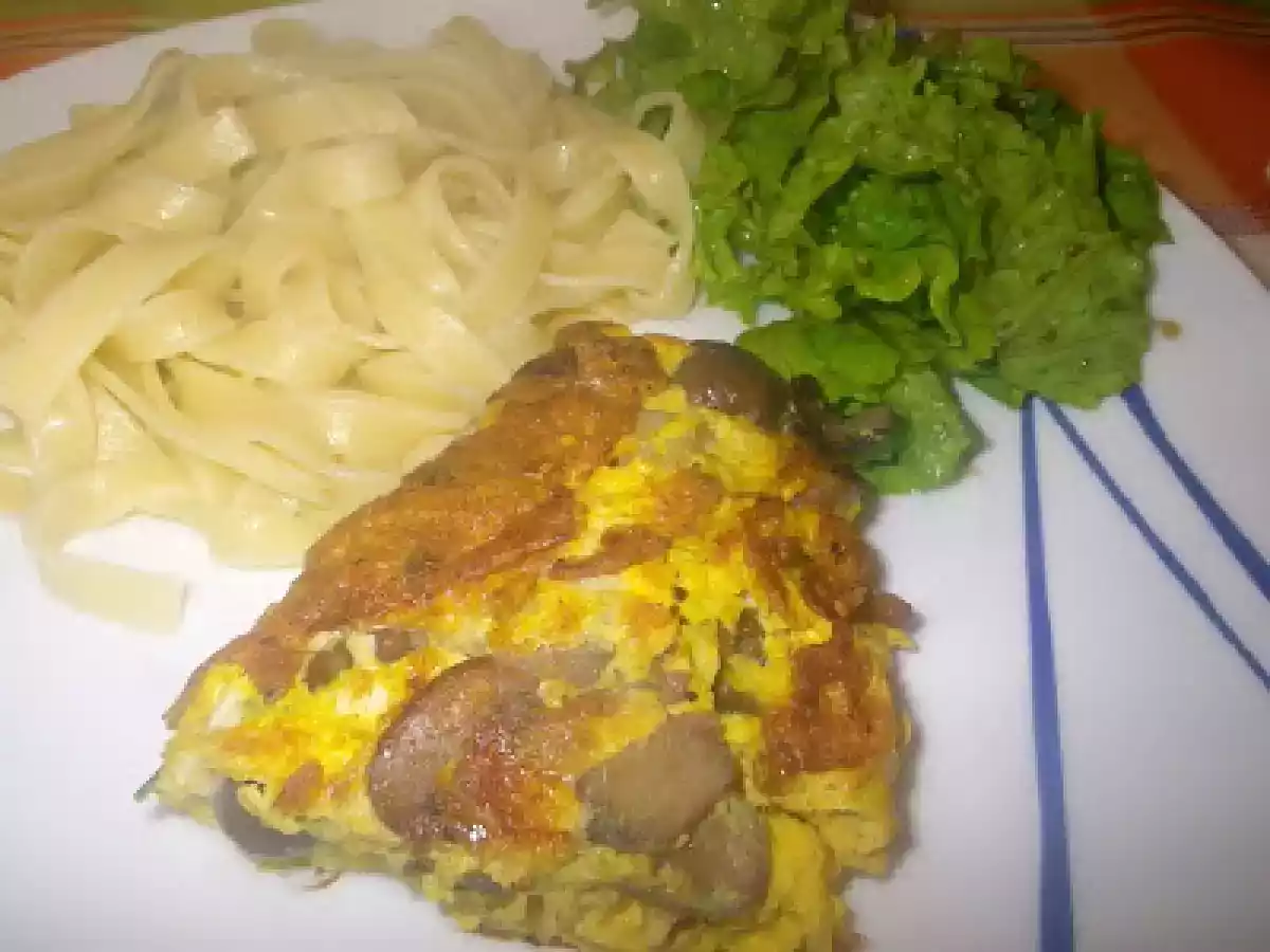 Omolete de cogumelos, queijo e salsa