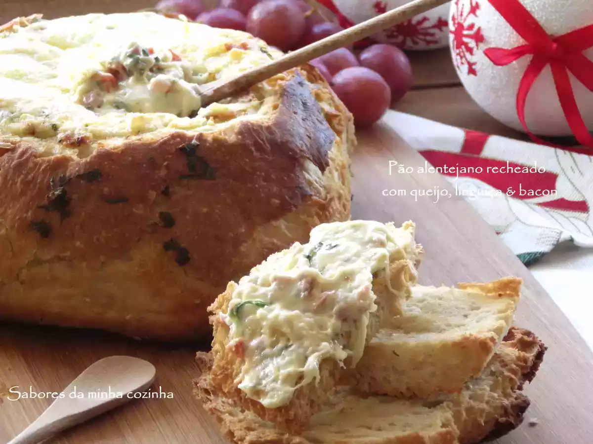 Pão alentejano recheado com queijo, linguiça & bacon - foto 2