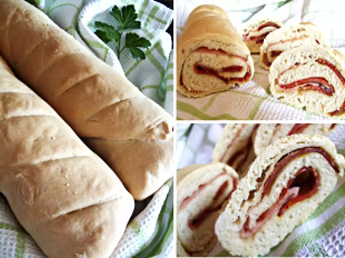 Pão com chouriço e fiambre
