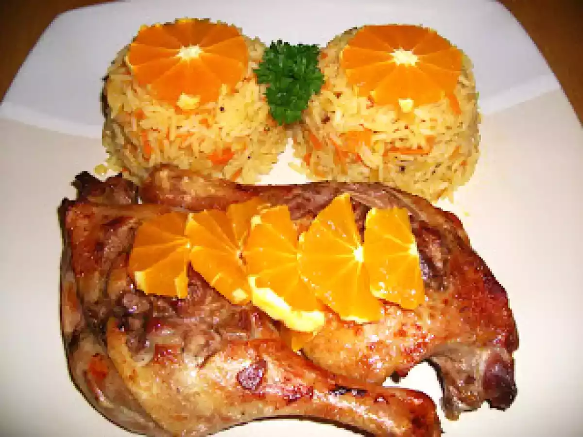 Pato com Laranja e Arroz de Cenoura
