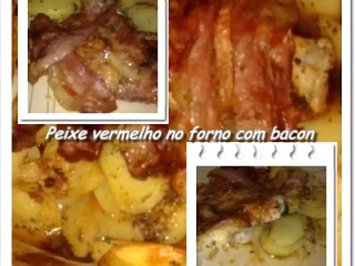 Peixe vermelho no forno com bacon