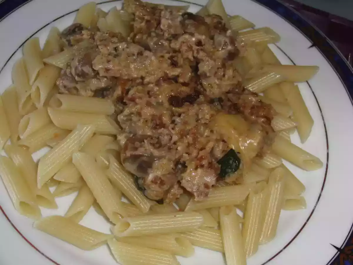 Penne c/ farinheira e cogumelos