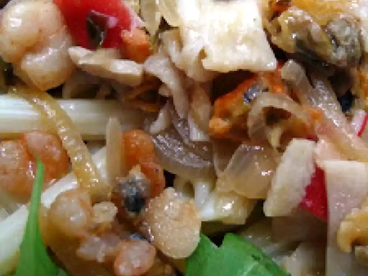 Penne com cocktail de Marisco