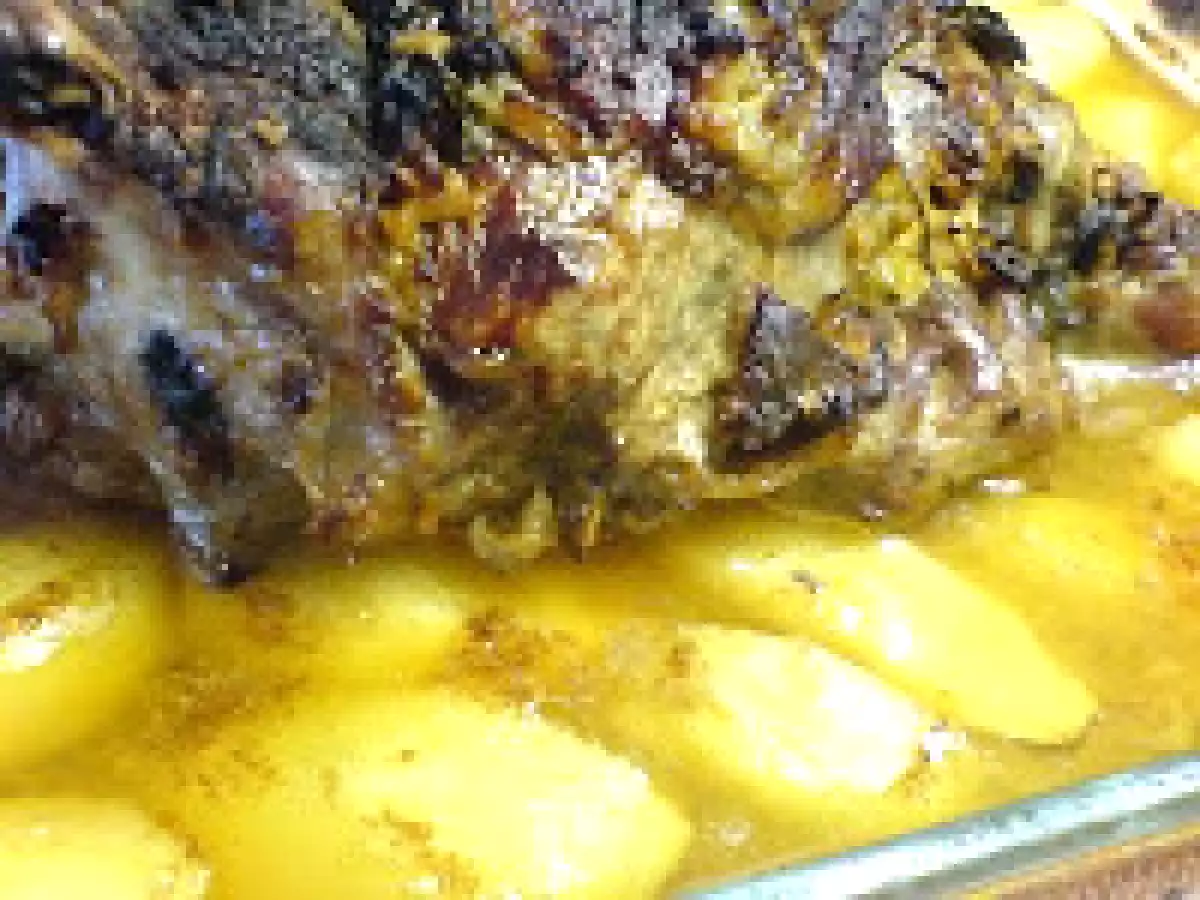 Perna de borrego assada no forno